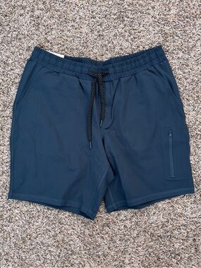 Mondetta Men's Athletic Shorts in Navy Blue with Black Drawstring